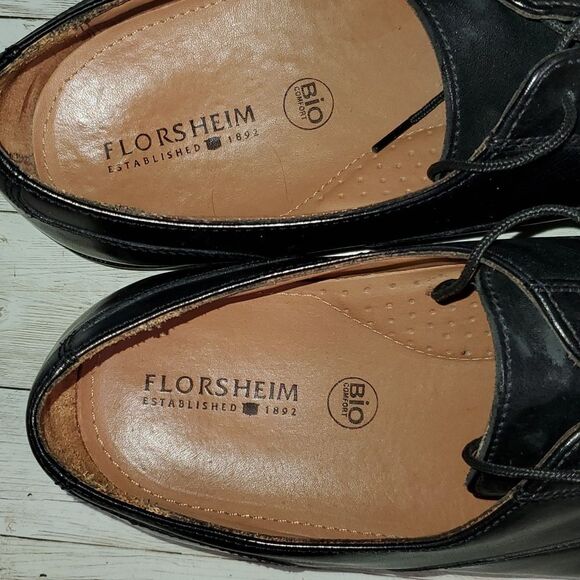 Florsheim Black Square Cap Toe Oxford‎ Shoes Perforated Seam Size 10½D 11665-001 - Picture 7 of 9